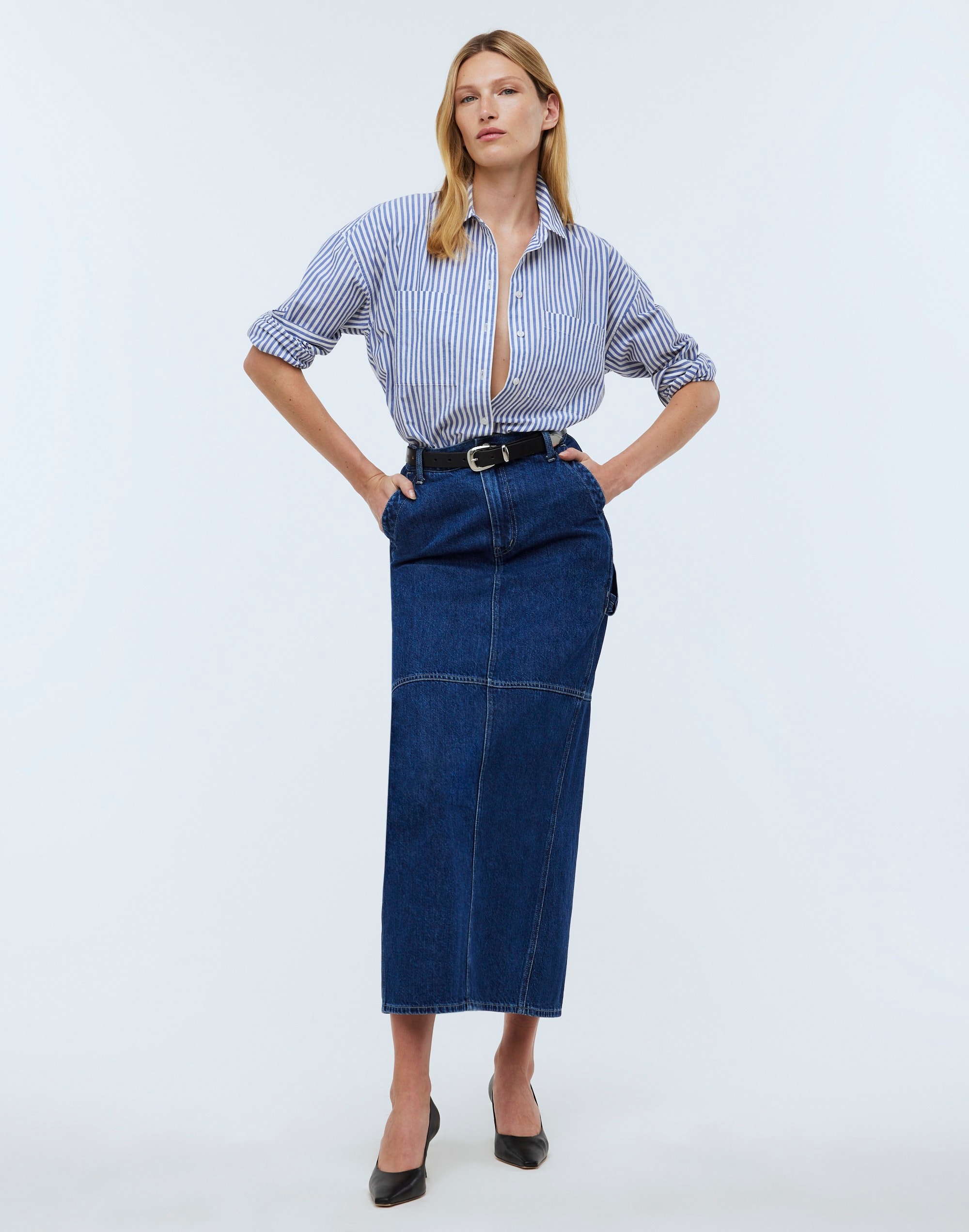 Denim Carpenter Maxi Skirt in Handlon Wash | Madewell