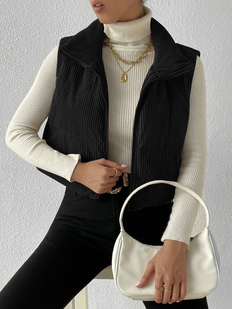 Solid Zip Up Vest Puffer Coat | SHEIN