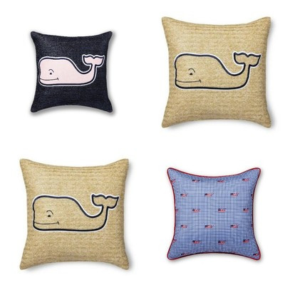 Vineyard Vines Target Pink Whale Throw Pillow Tan Navy Flag Gingham Limited NEW | eBay | eBay US