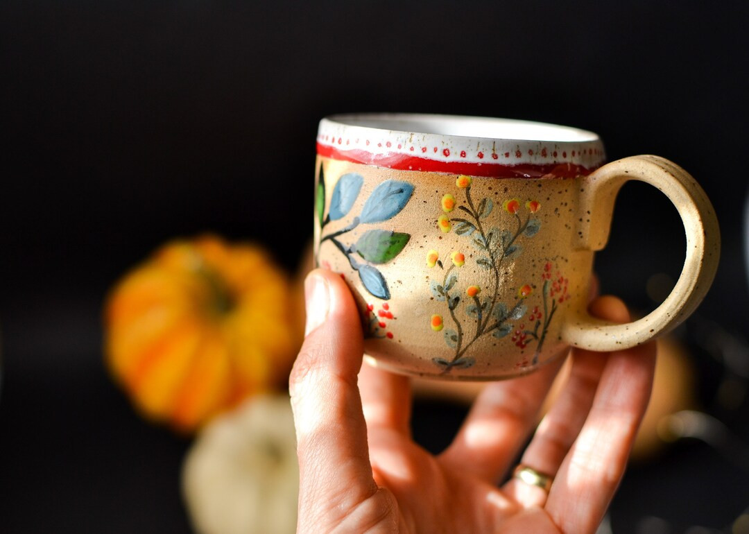 6 Oz/175ml Handmade and Hand-painted Speckled Stoneware Mug - Etsy | Etsy (US)