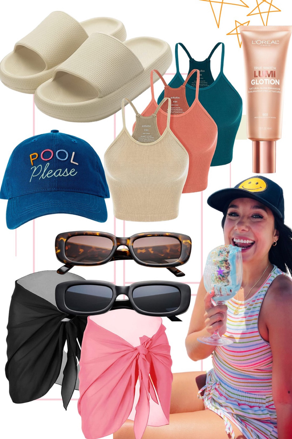 Summer Favorites, Amazon Fashion, Matching Set, Cropped Camis, Hats, Cloud Slides, Swim cover ups, Trendy Shades, Summer Skincare

#LTKFestival #LTKGiftGuide #LTKFind