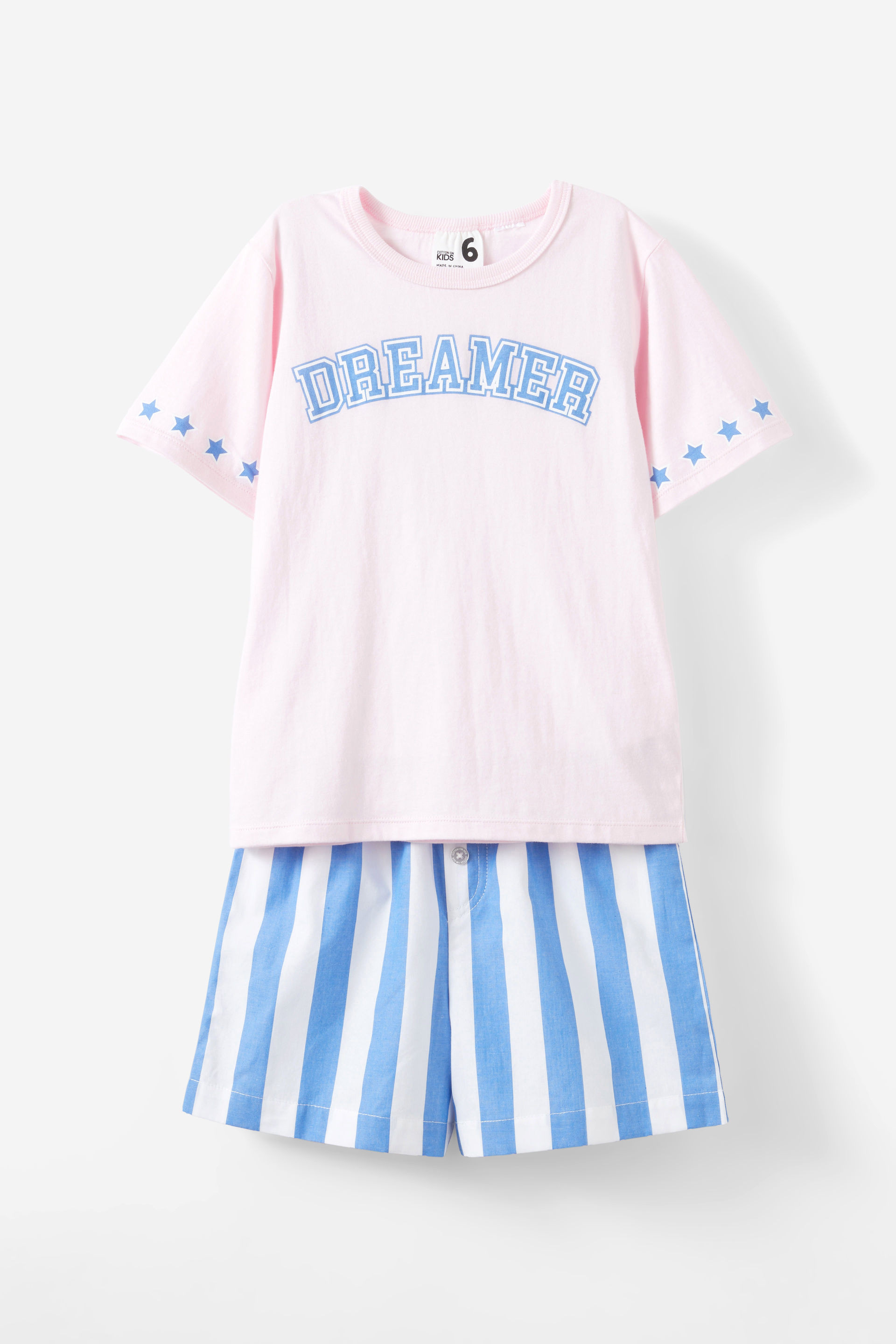 Cotton On Kids - Kelly Short Sleeve Pyjama Set - Ballerina/23 varsity stripe | Cotton On (ANZ)