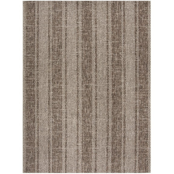 SAFAVIEH Courtyard Robert Striped Indoor/Outdoor Area Rug, Light Beige/Light Brown, 8' x 10' | Walmart (US)