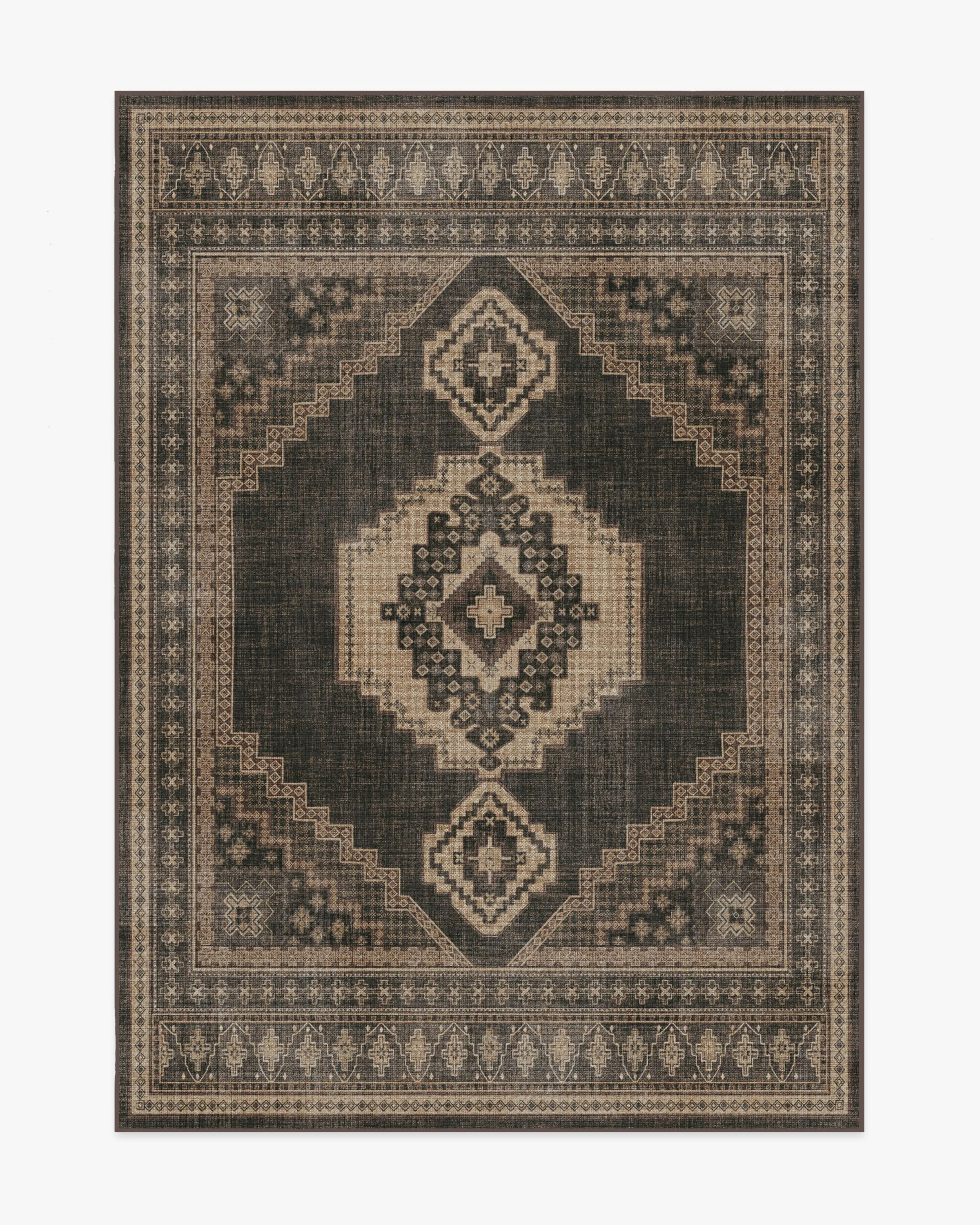 Rayne Charcoal & Tan Rug | Ruggable US | Ruggable