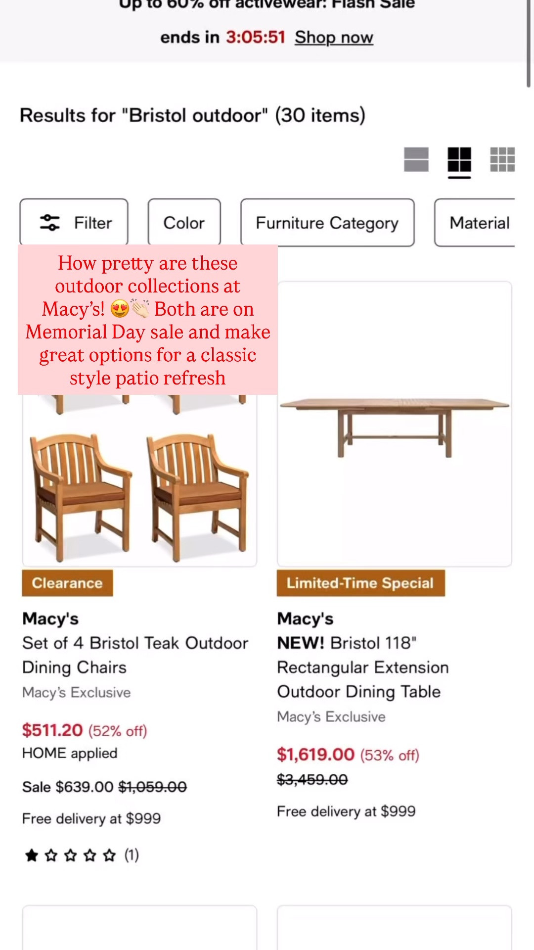 Now until June 1st @Macys Memorial Day sale is live with savings of 20-60% on furniture, mattresses, & rugs! (Exclusions apply). From warm neutral furniture favorites to timeless outdoor pieces, they have a wide selection to refresh any space and at great deals! 👏🏻 #macyspartner

Make sure to check out Hotel Collections mattresses 40-60% off plus choose between a free boxspring or adjustable base. 

The Frandlyn furniture collection has some STUNNING warm and beautifully detailed dining tables and more for 50% off!

@Shop.LTK #liketkit