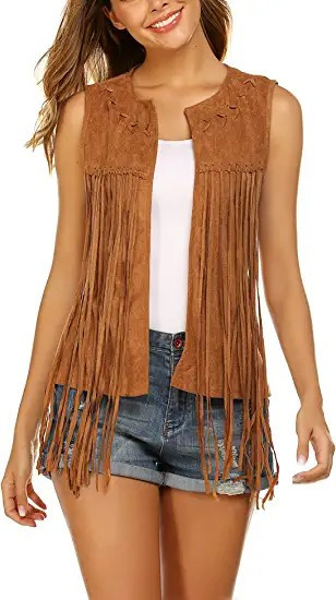 Hotouch Women Fringe Vest Faux Suede Tassels 70s Hippie Clothes Open-Front Sleeveless Vest Cardig... | Amazon (US)