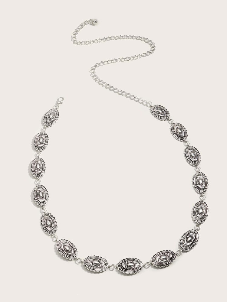 Textured Oval Chain Belt | SHEIN