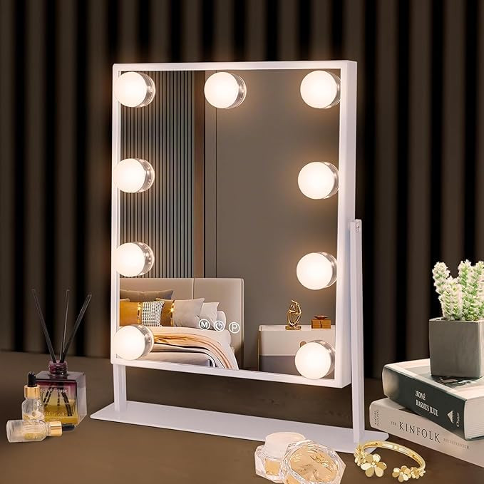 Hansong Vanity Mirror with Lights Lighted Makeup Mirror with 9 LED Bulbs Plug in Light Up Makeup ... | Amazon (US)
