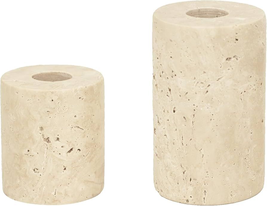 WORHE Candle Holders True Natural Marble Set of 2 Decorative Candlestick Holder for Home Dinning ... | Amazon (US)