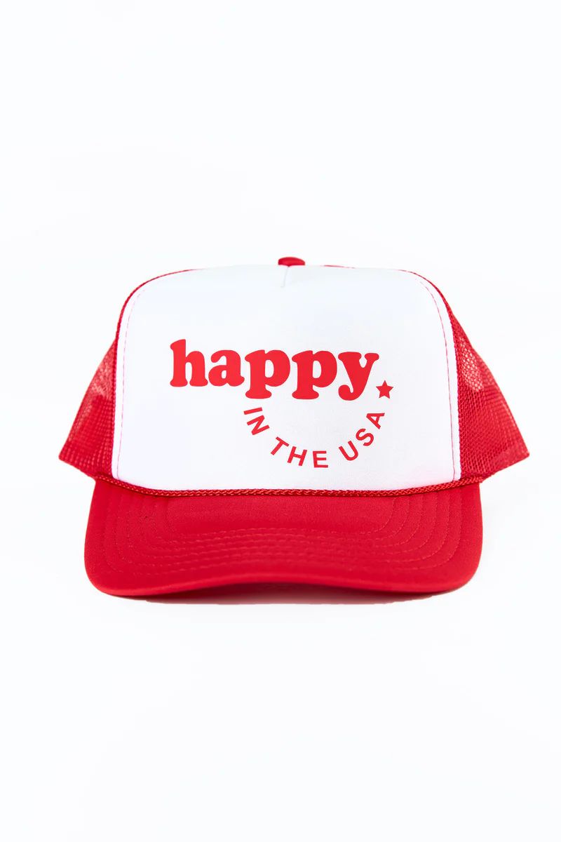 BuddyLove X Hats By Madi | Happy USA Trucker Hat | Red/White | BuddyLove
