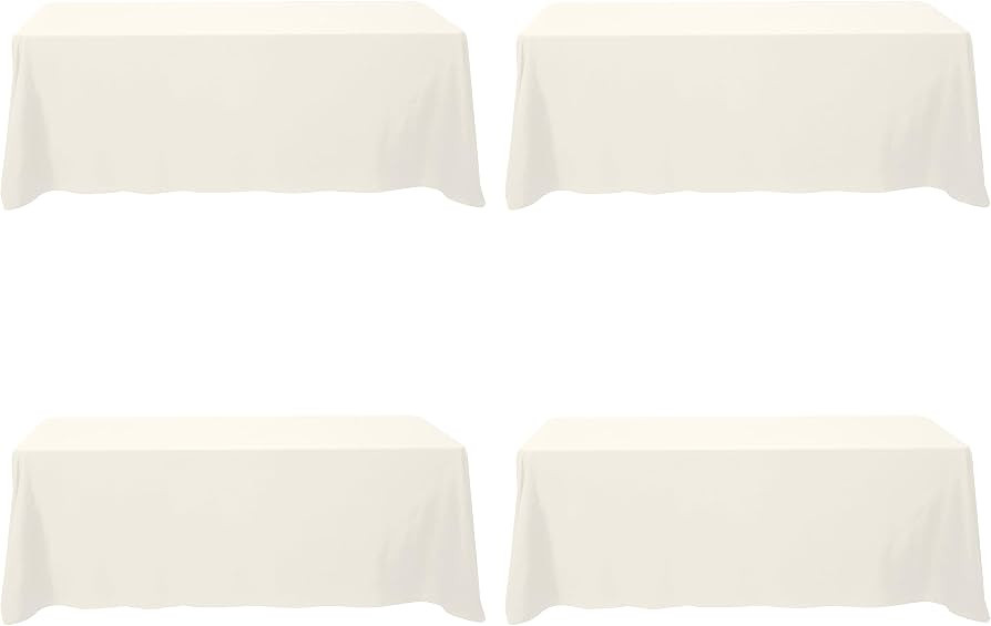 BRILLMAX 4 Pack Ivory Tablecloths for 8 Foot Rectangle Tables 90 x 156 Inch - 8ft Rectangular Bul... | Amazon (US)
