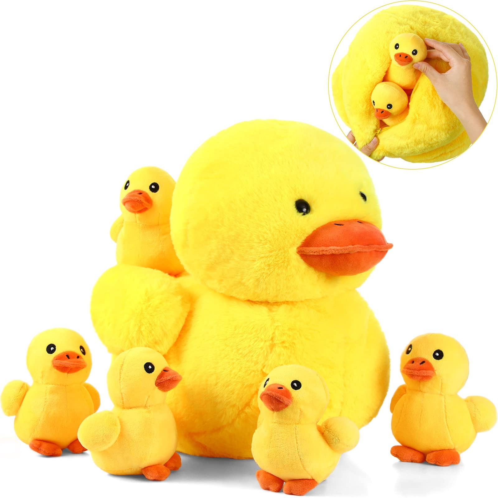 Kasyat 6 Pieces 13.7 Inches Duck Stuffed Animals with 5 Little Plush Ducks Play Set Stuffed Anima... | Amazon (US)