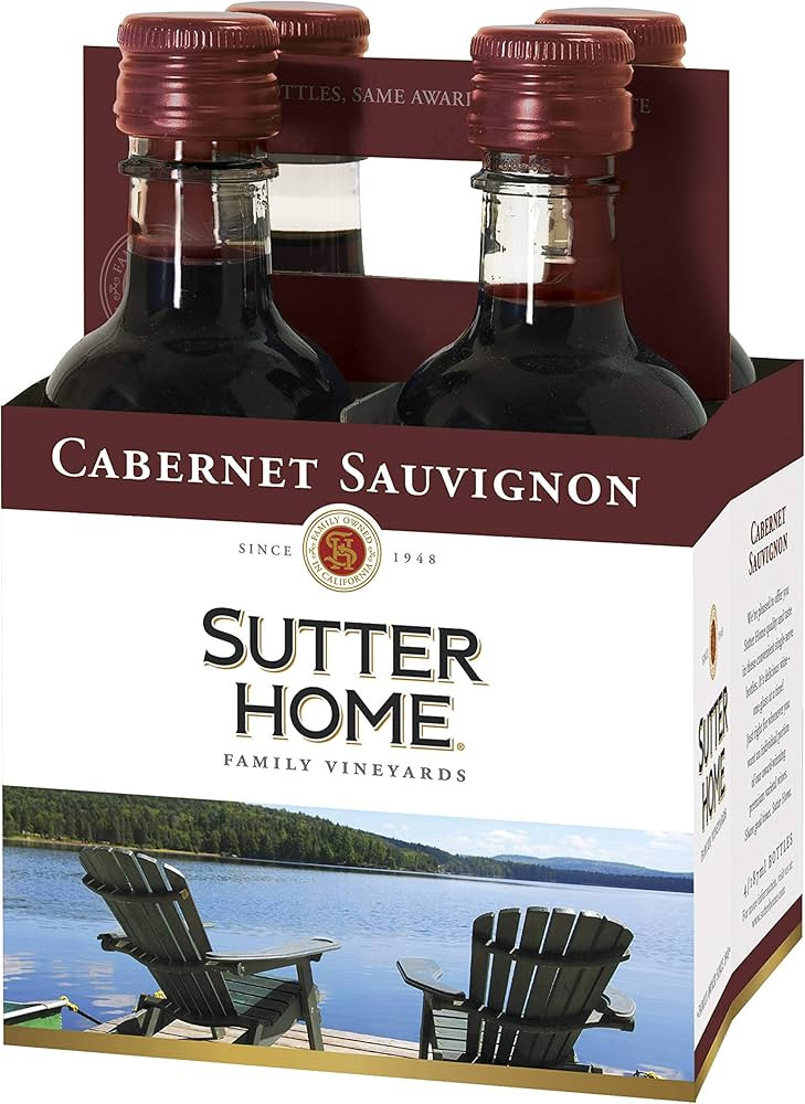 Sutter Home Cabernet Sauvignon, Red Wine, 187 mL Bottles, 4 Pack | Amazon (US)