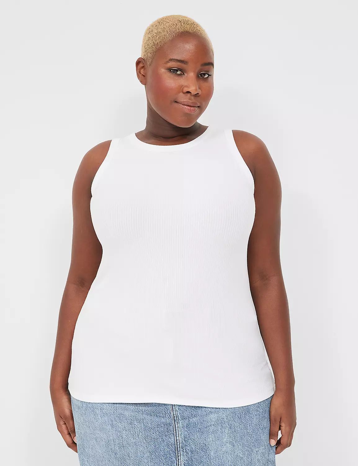 Fitted High-Neck Ribbed Tank | LaneBryant | Lane Bryant (US)