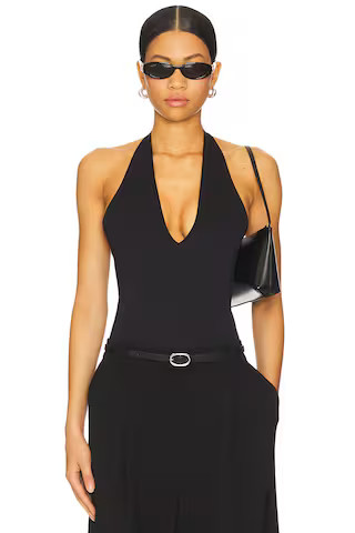 Good American Scuba Halter Bodysuit in Black001 from Revolve.com | Revolve Clothing (Global)
