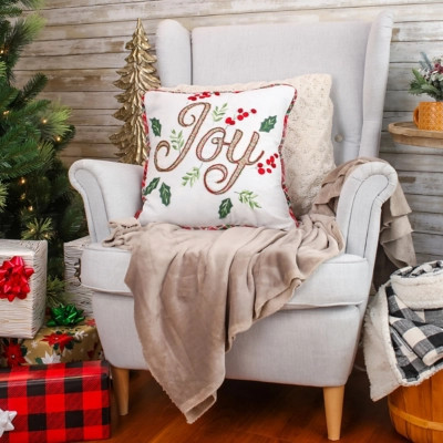 HGTV Home Collection Embroidered Joy Christmas Pillow | Ashley Homestore