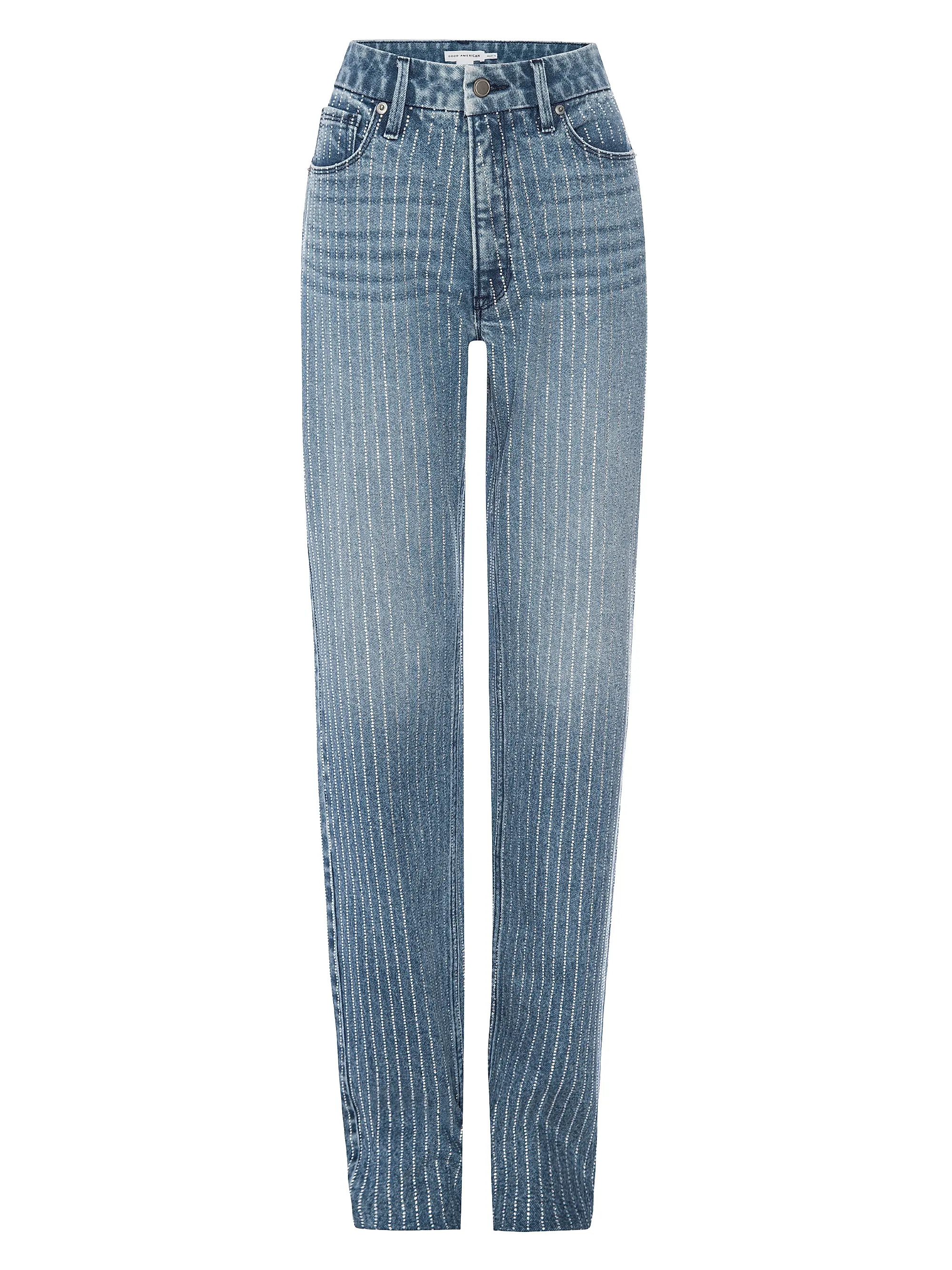 Good Icon Rhinestone Pinstriped Jeans | Saks Fifth Avenue