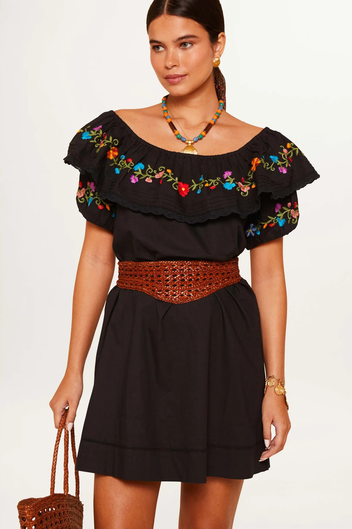 Saige - Ombre Floral Embroidery Black | Rixo