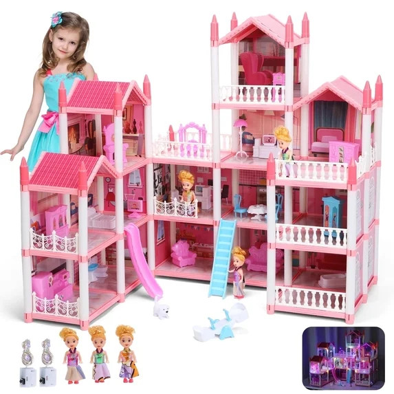 +3View allHero image 0 of 16 Rooms Pink Dollhouse for Girls Ages 3+, with Furniture, Accessories,... | Walmart (US)