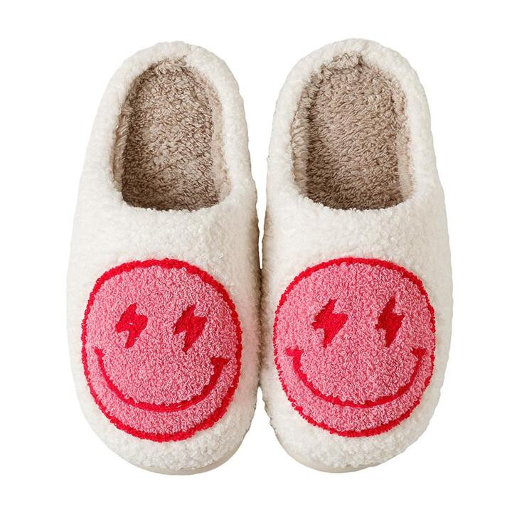 Women Cartoon Face Graphic Bedroom Slippers Corduroy Fashion Pink Slippers | SHEIN