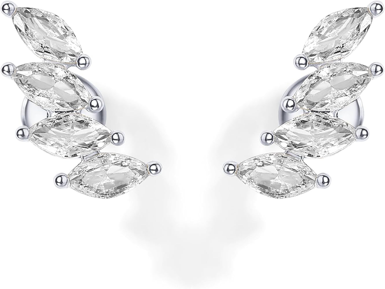 PAVOI 14K Gold Plated Sterling Silver Post Navette CZ Crawler Flat Back Earrings for Women | Smal... | Amazon (US)