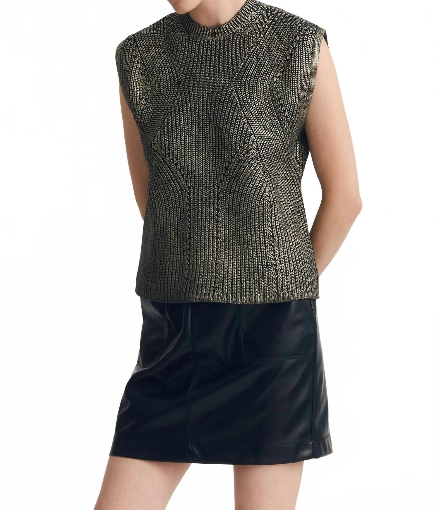 Seth Sweater Vest In Gold Foil | Shop Simon