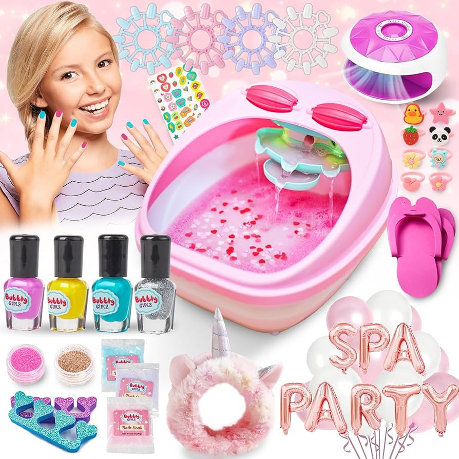 Kids Spa Day Kit for Girls, 42+ Piece Spa Toys with Waterfall Foot Spa, Nail Spa Kit, Pedicure an... | Amazon (US)