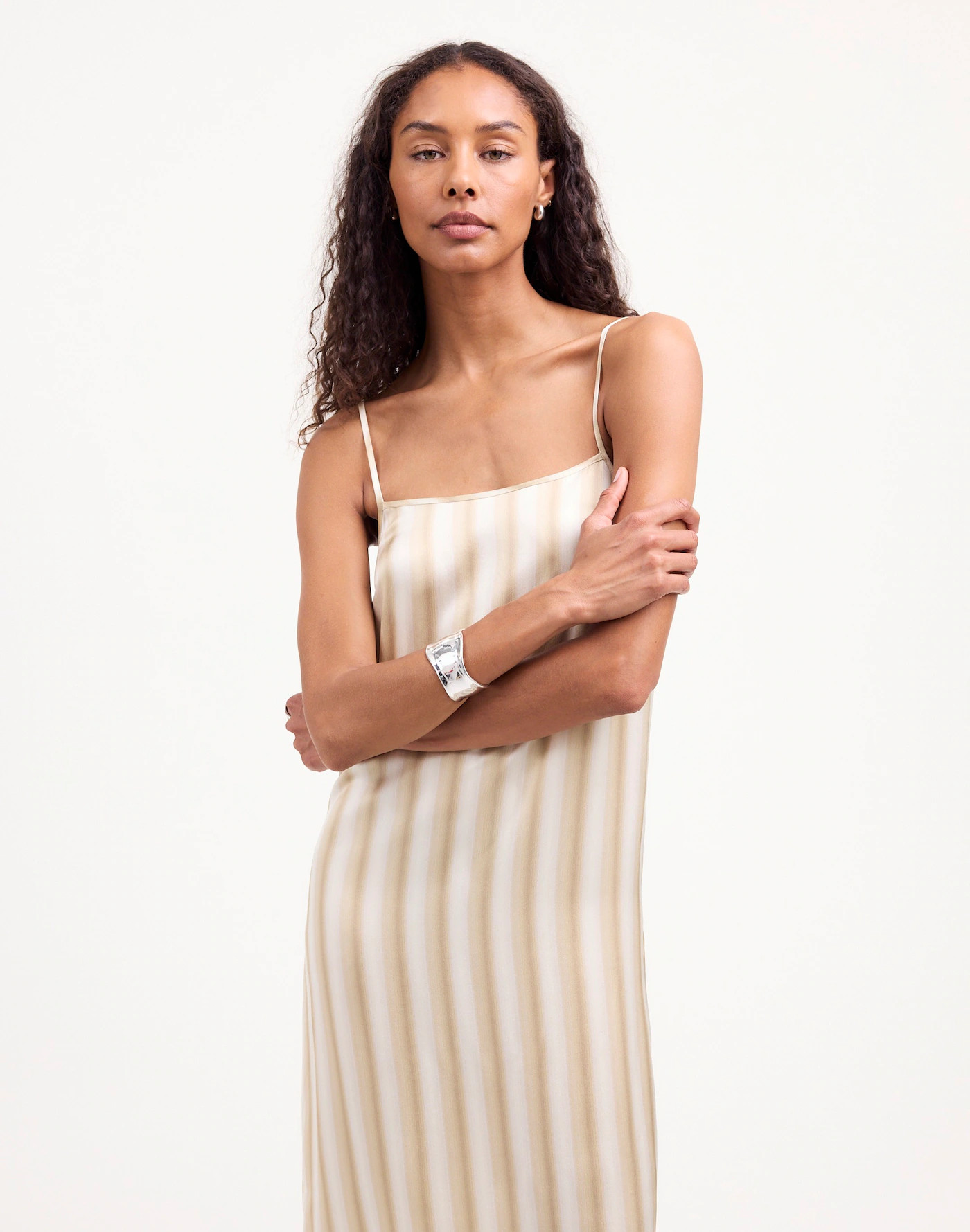 Midi Slip Dress in Stripe Silk | Madewell | Madewell