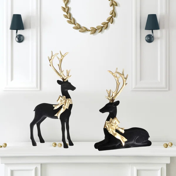 Resin Flocked Elegant Deer Set of 2 | Wayfair North America