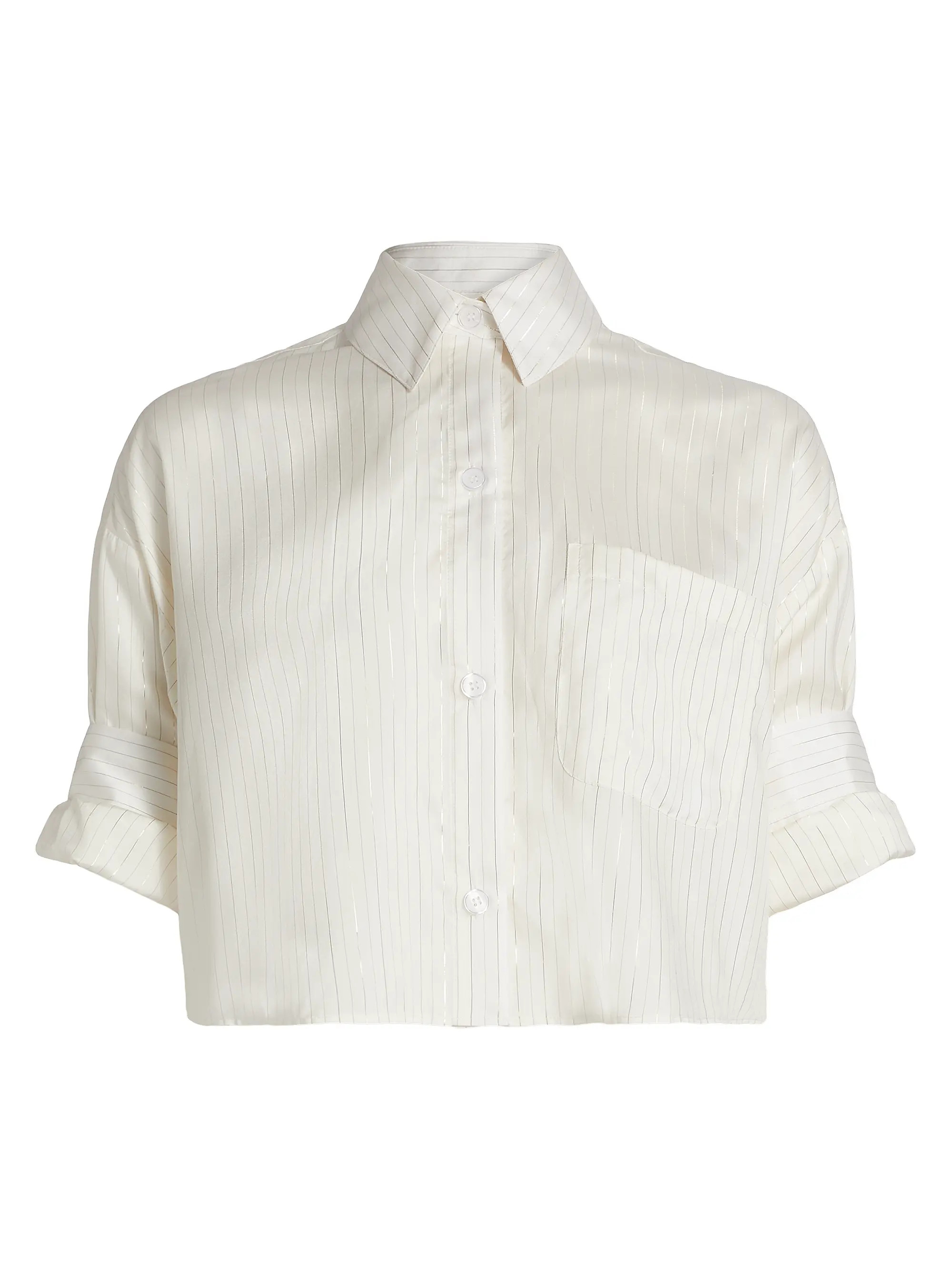 Next Ex Pinstripe Silk Crop Shirt | Saks Fifth Avenue