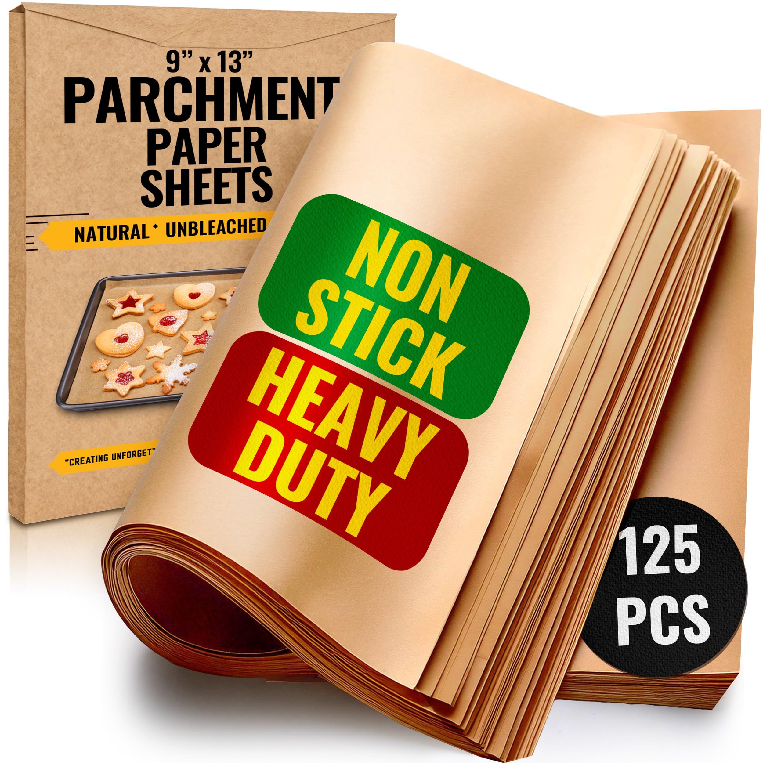 125 Pcs 9x13 Inch Parchment Paper Sheets by Baker's Signature | Parchment Baking Paper, Unbleache... | Amazon (US)