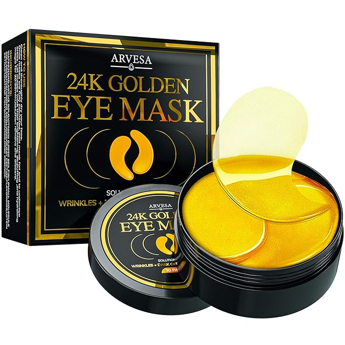 Under Eye Collagen Patches - 24K Gold Eye Mask Anti-Aging Hyaluronic Acid - Under Eye Mask for Re... | Amazon (US)