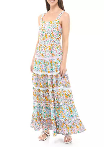 Women's Sleeveless Floral Tiered Maxi Dress | Belk