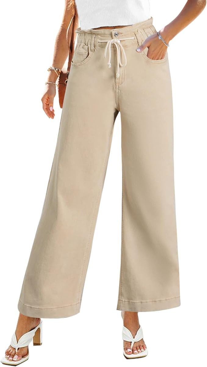 GRAPENT Wide Leg Jeans for Women Stretch High Wasited Elastic Waist Bell Bottom Baggy Y2K Pants | Amazon (US)