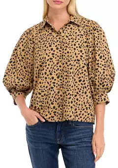 Crown & Ivy™ Women's Blouson Sleeve Woven Shirt | Belk