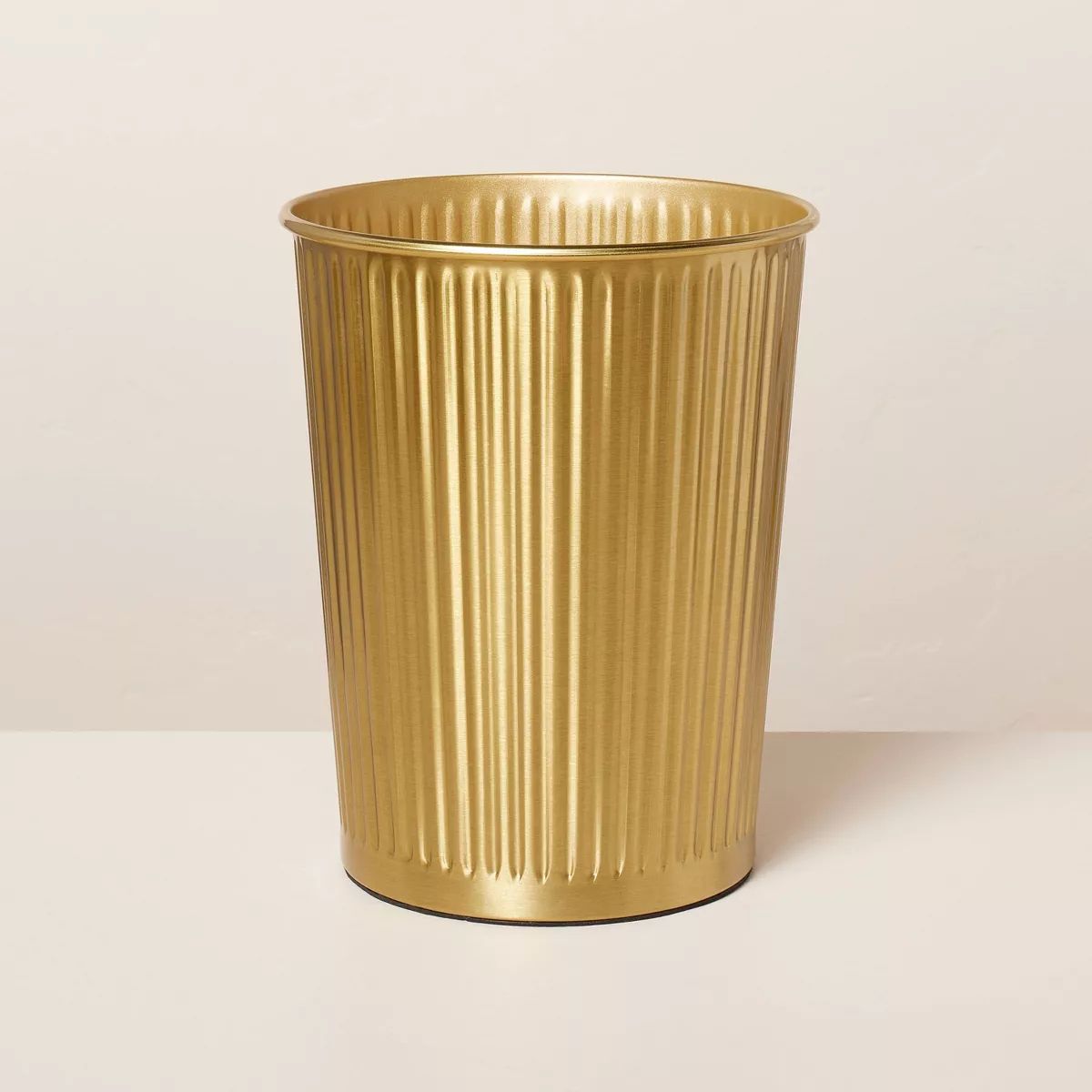2.4gal Fluted Brass Bathroom Wastebasket Antique Finish - Hearth & Hand™ with Magnolia | Target