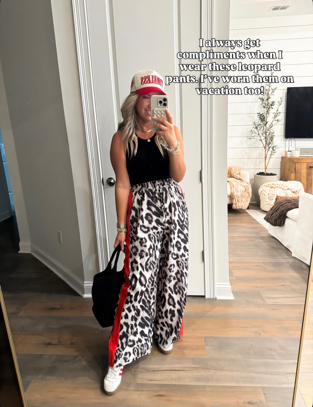 The cutest leopard wide leg pants. Perfect for vacation, sports moms, lounging and travel. I wore these in Vegas and they were so comfy! Wearing a medium

#LTKOver40 #LTKPetite