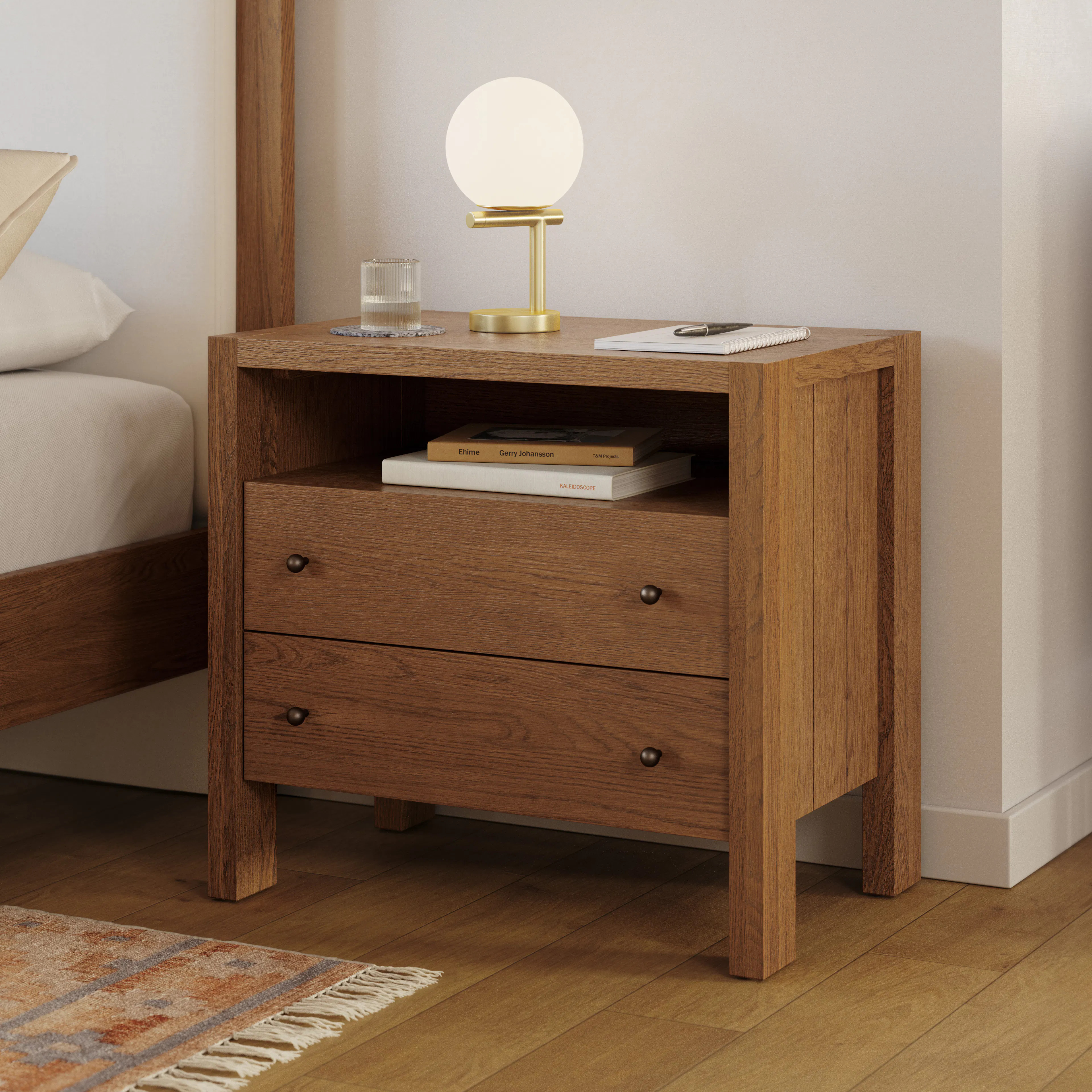 Cassie 2-Drawer Nightstand - Smoked Oak | Article