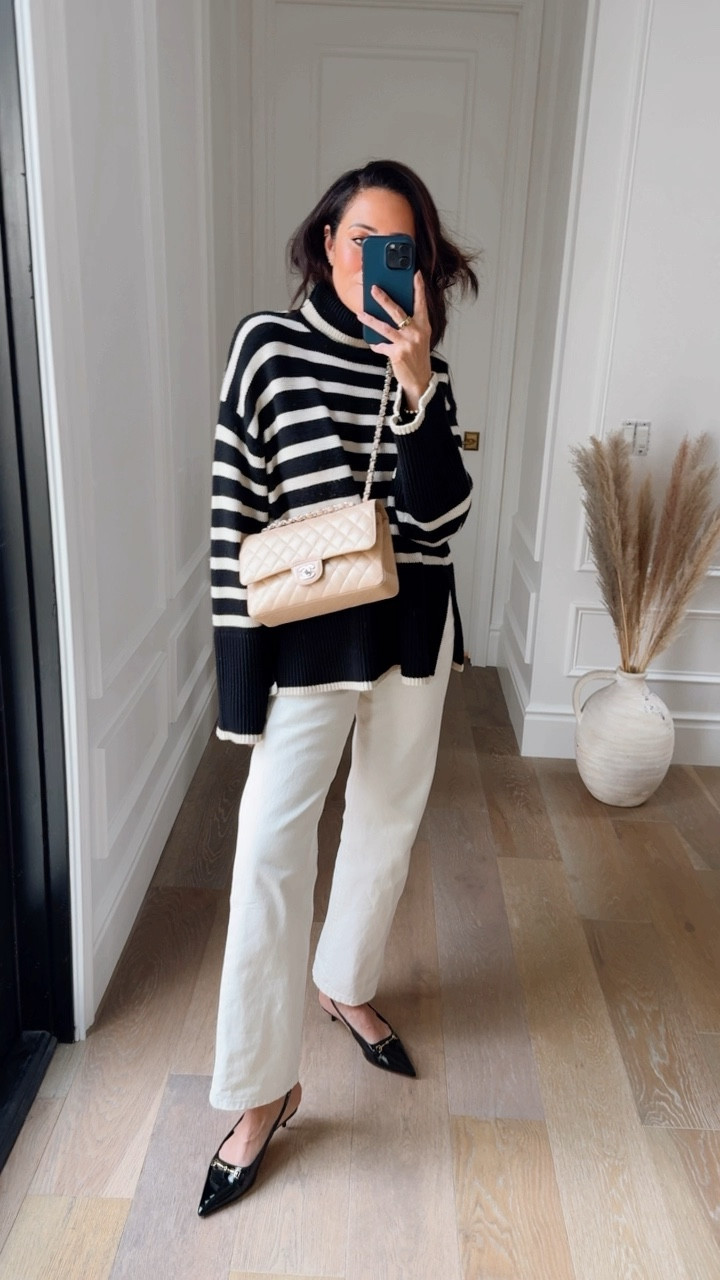 Classic stripes with Ecru jeans! 🖤🤍
Toteme sweater is investment but this is a perfect example of mixing high and low.
My jeans are under $100!
Jeans 26, size up
Sweater XS 

#LTKVideo #LTKover40 #LTKSeasonal