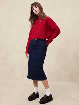 Cropped Cable Turtleneck Sweater | Banana Republic Factory