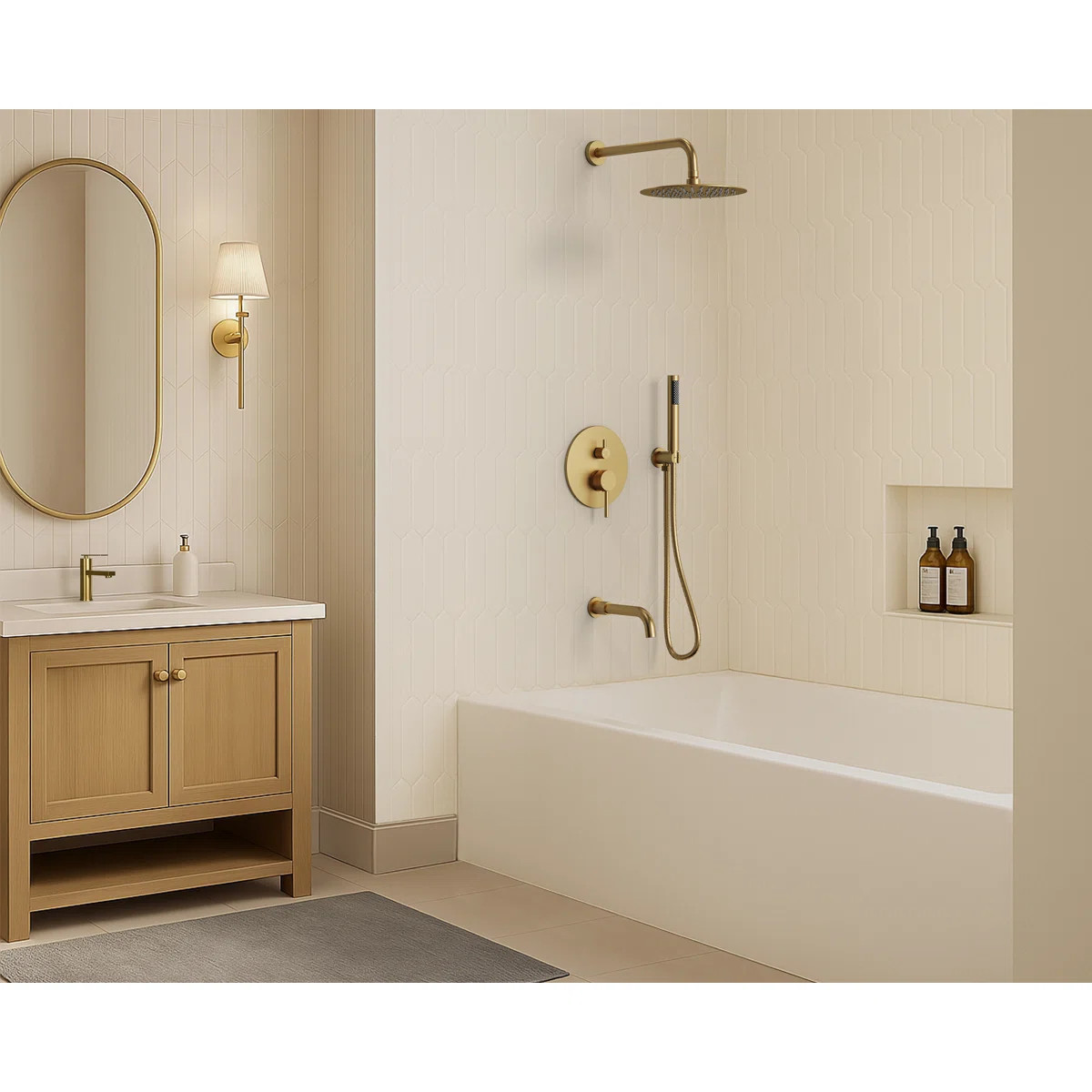 10-Inch High-Pressure Rainfall Shower System, Tub Faucet Set with Pressure Balanced Valve SF10-3F... | Wayfair North America