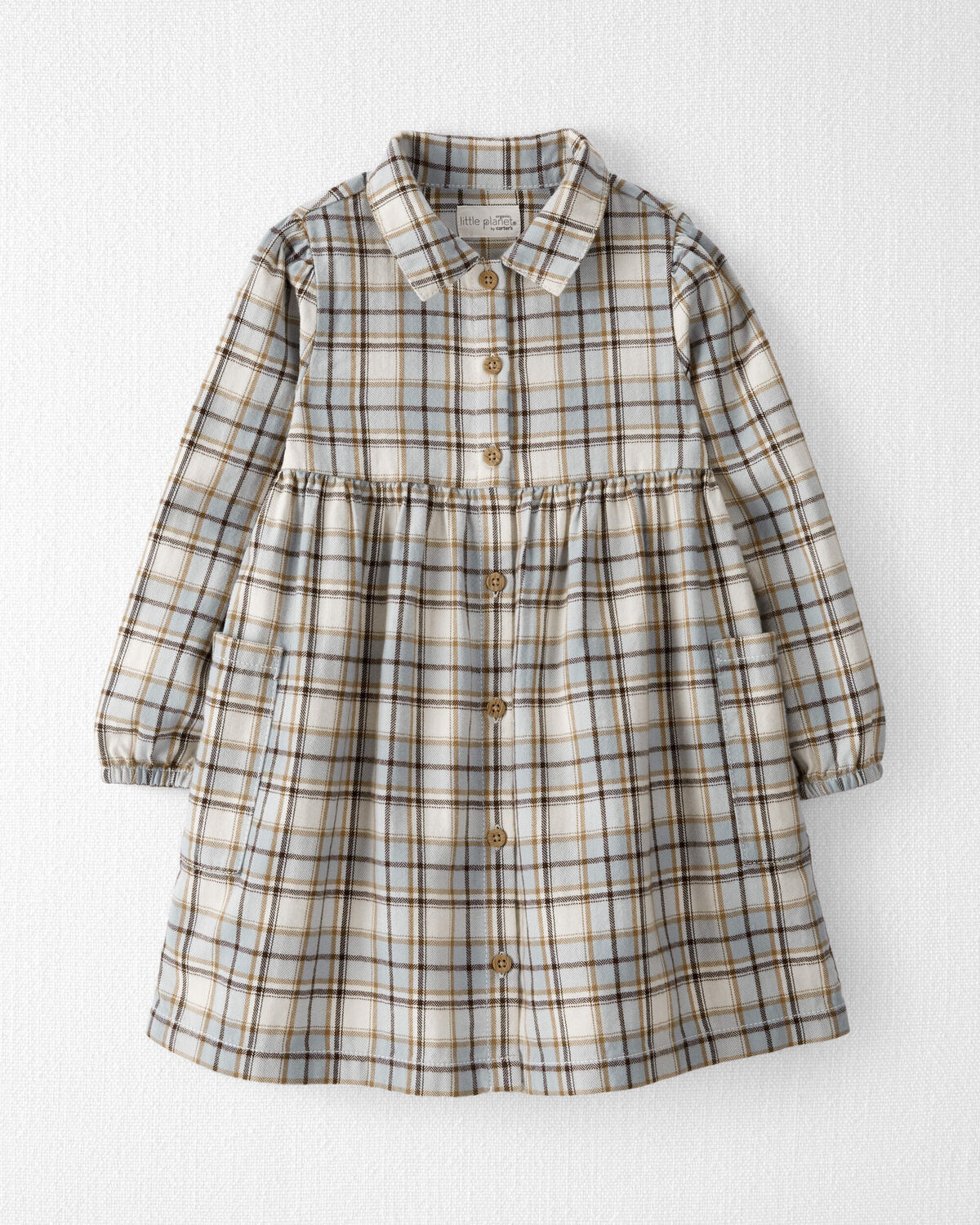 Toddler Organic Cotton Herringbone Plaid Button-Front Dress - Little Planet | Carter's | Carter's