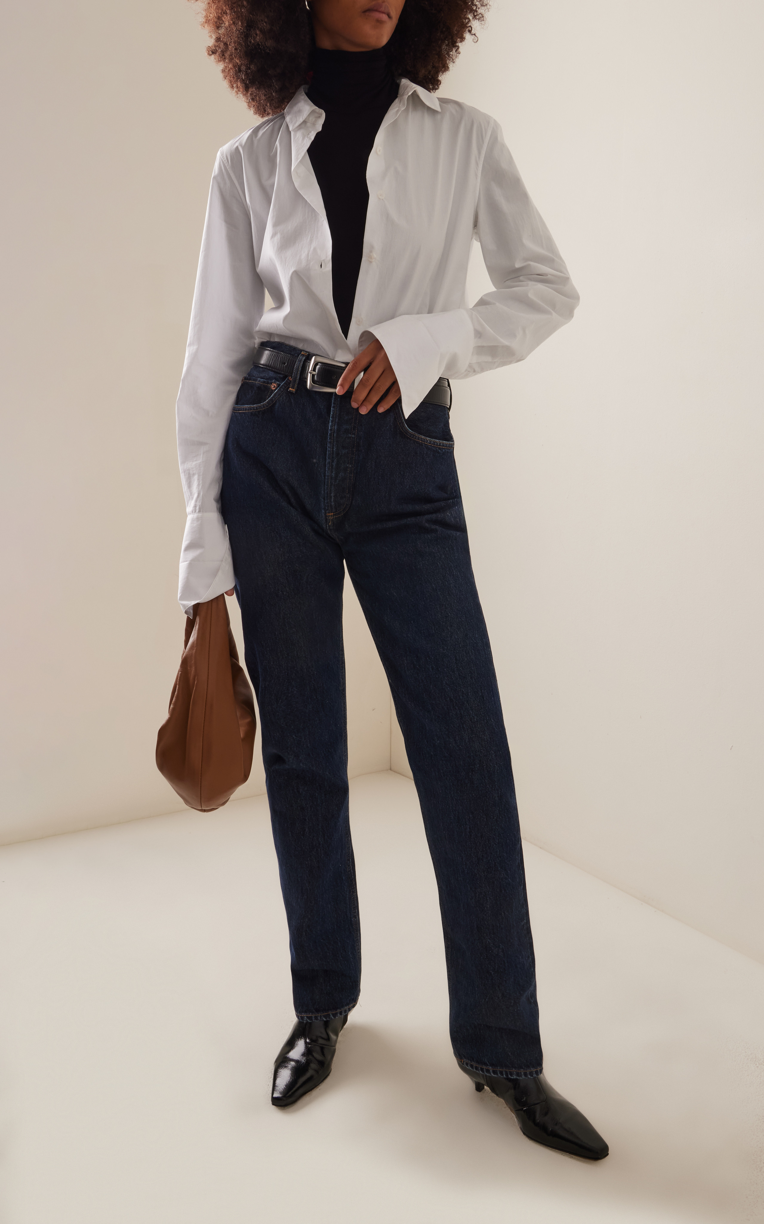 90s Pinch Waist Long Rigid High-Rise Straight-Leg Jeans | Moda Operandi (Global)