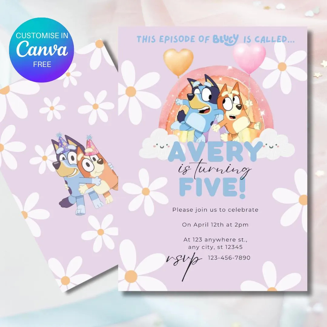 Bluey Editable Birthday Invitation Digital Birthday Party Invitation Digital Bday Party Invite Bl... | Etsy (US)