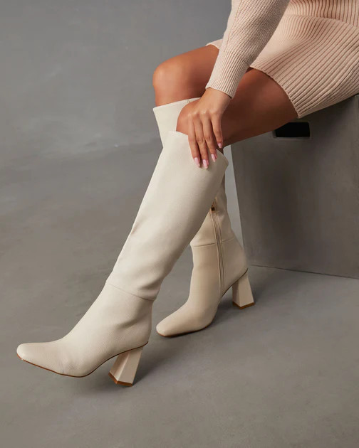 Billini Keaton Heeled Boots - Cream | VICI