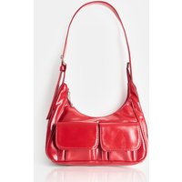 Ronda Red Pocket Detail Shoulder Bag | Public Desire (US & CA)