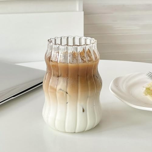Vintage Ribbed Glassware Water Tumbler, 18 oz Aesthetic Ripple Glass Tumbler, Ripple Glassware Co... | Amazon (US)