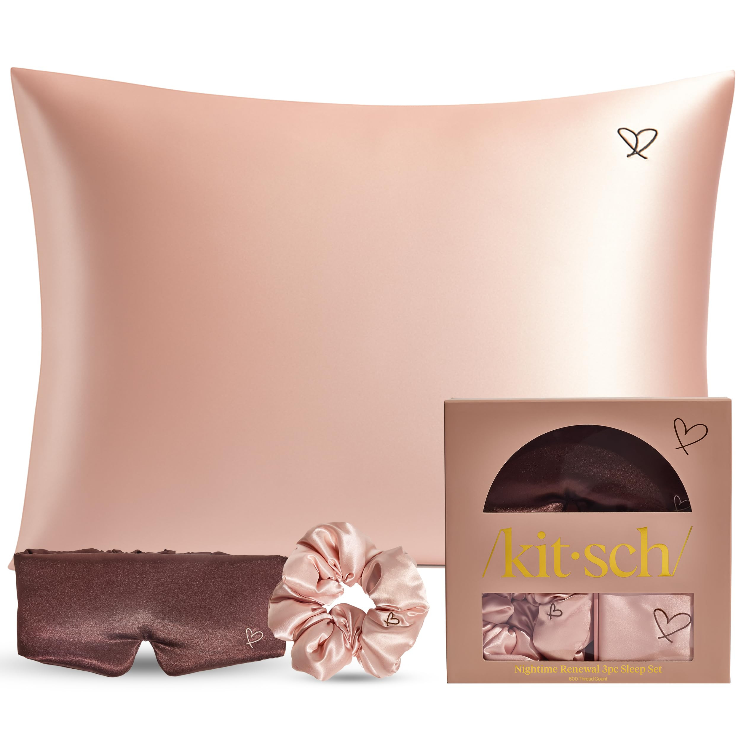 Kitsch Night time Renewal 3PC Sleep Set - Satin Pillowcase with Zipper for Hair & Skin - Softer T... | Amazon (US)