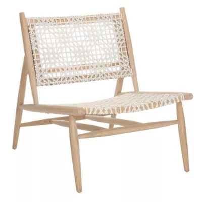 Safavieh Bandelier Wood and Leather Accent Chair in Natural/White | Bed Bath & Beyond