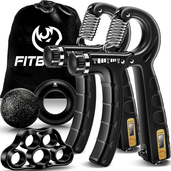 FitBeast Hand Grip Strengthener Workout Kit (5 Pack), 2 Forearm Grip Adjustable Resistance Hand G... | Amazon (US)